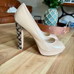 Coach Cream Patent  leather platform Heels
